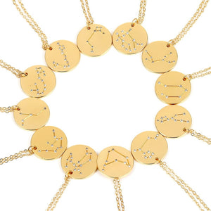Rhinestone Zodiac Constellation Pendant Necklace