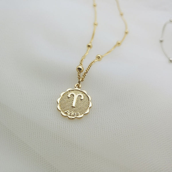 Cute Little Zodiac Coin Pendant Necklace