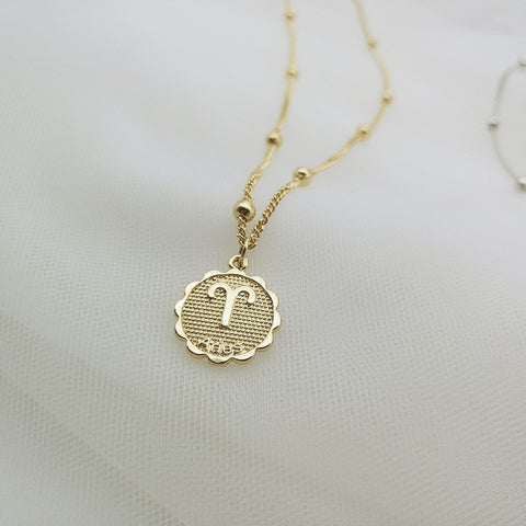 Cute Little Zodiac Coin Pendant Necklace