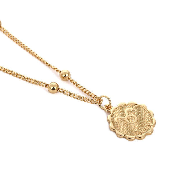 Cute Little Zodiac Coin Pendant Necklace