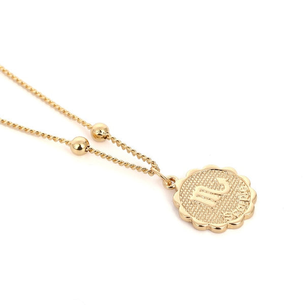 Cute Little Zodiac Coin Pendant Necklace