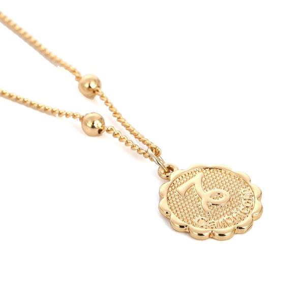 Cute Little Zodiac Coin Pendant Necklace