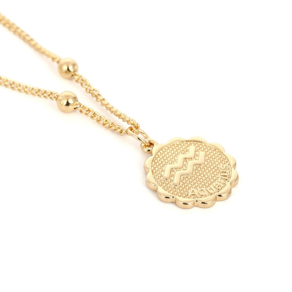 Cute Little Zodiac Coin Pendant Necklace