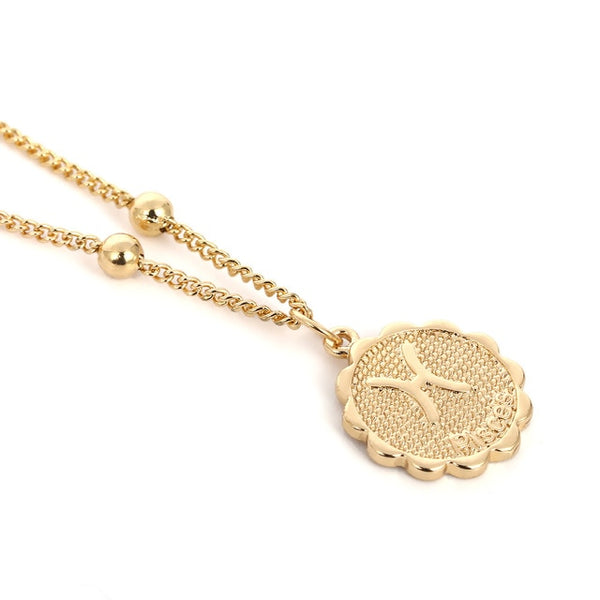 Cute Little Zodiac Coin Pendant Necklace