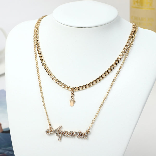 Zodiac Curb Chain Layered Nacklace