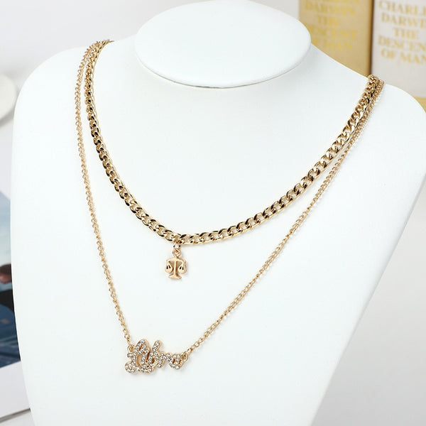 Zodiac Curb Chain Layered Nacklace