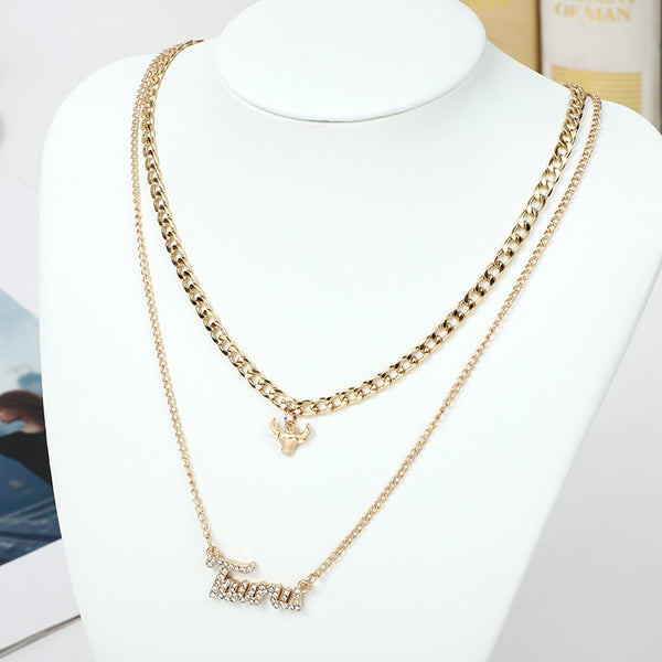 Zodiac Curb Chain Layered Nacklace