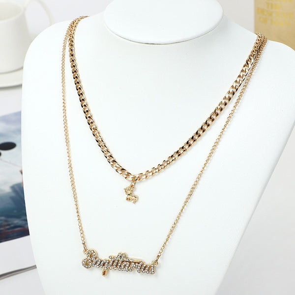 Zodiac Curb Chain Layered Nacklace