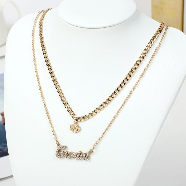 Zodiac Curb Chain Layered Nacklace